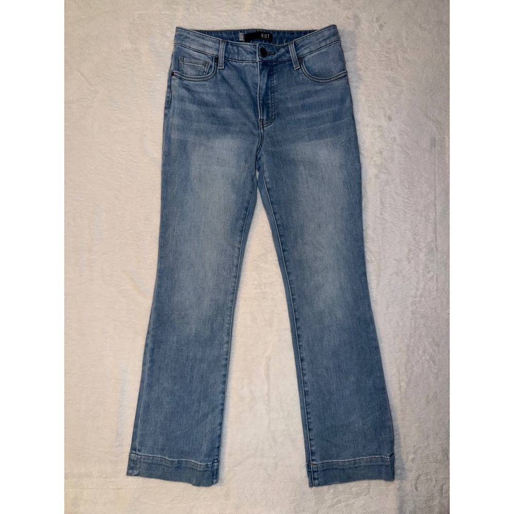 KUT from the Kloth Kelsey Fab Ab Ankle Flare High Rise Light Wash Jeans Size 2
